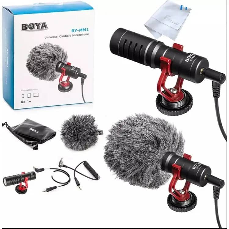 Boya BY-MM1 Universal Cardioid Shotgun Microphone - Plug & Play, TRS 3