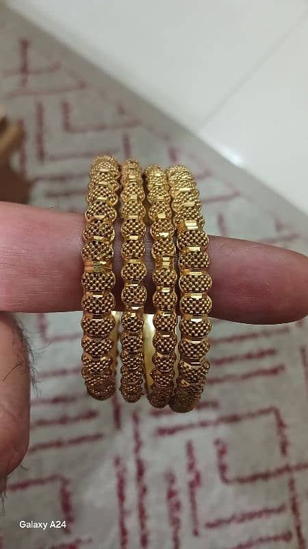 Gold-Tone Textured Bangles 0