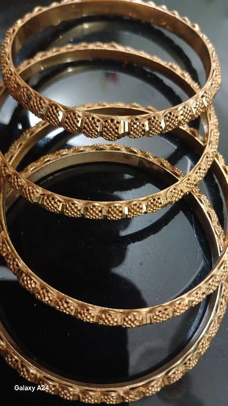 Gold-Tone Textured Bangles 1