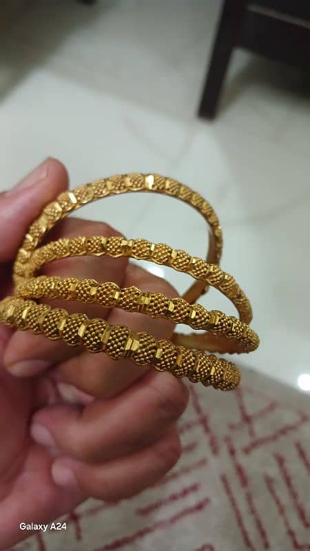 Gold-Tone Textured Bangles 2