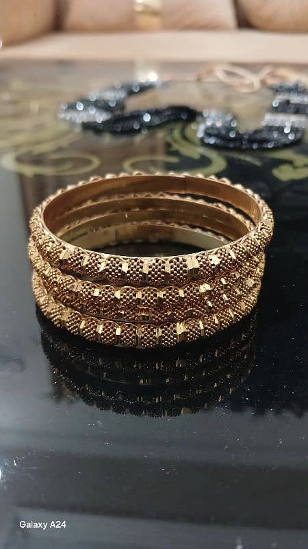 Gold-Tone Textured Bangles 3