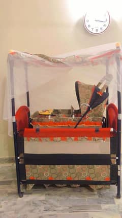 Baby metal cot with pram