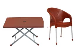 Chair Table set Plastic Brown