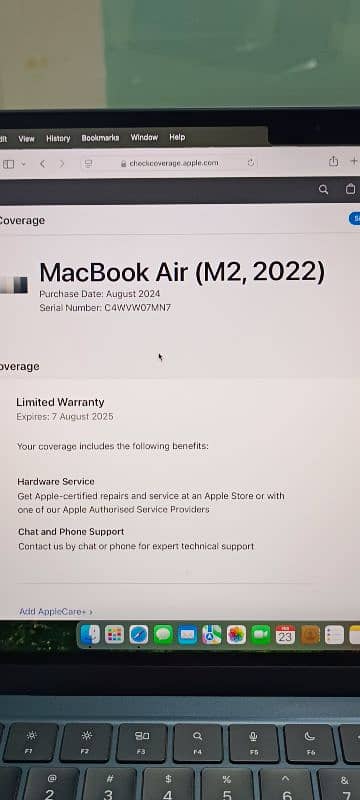 Apple MacBook Air M2 2022 13" Warranty till August 2025 15