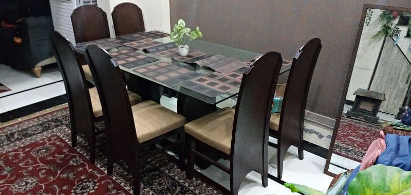 6 Chair Wooden Dining Table For Sales ( New condition) 4