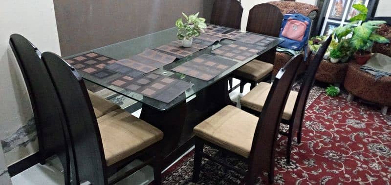 6 Chair Wooden Dining Table For Sales ( New condition) 5