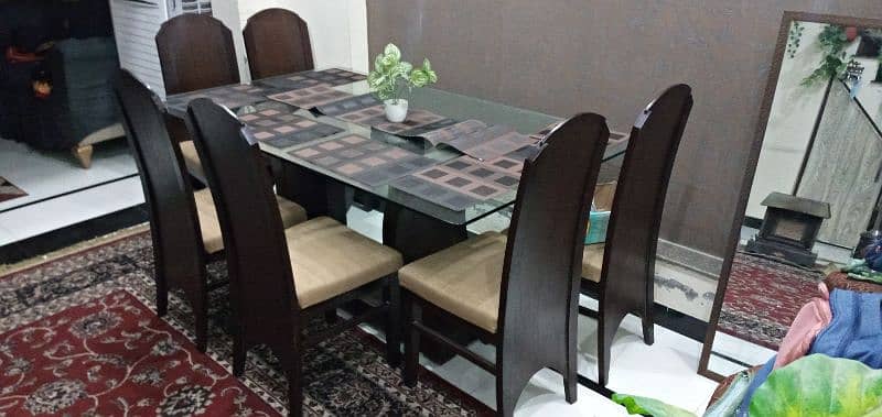 6 Chair Wooden Dining Table For Sales ( New condition) 6