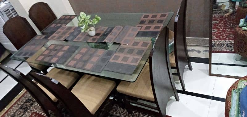 6 Chair Wooden Dining Table For Sales ( New condition) 8