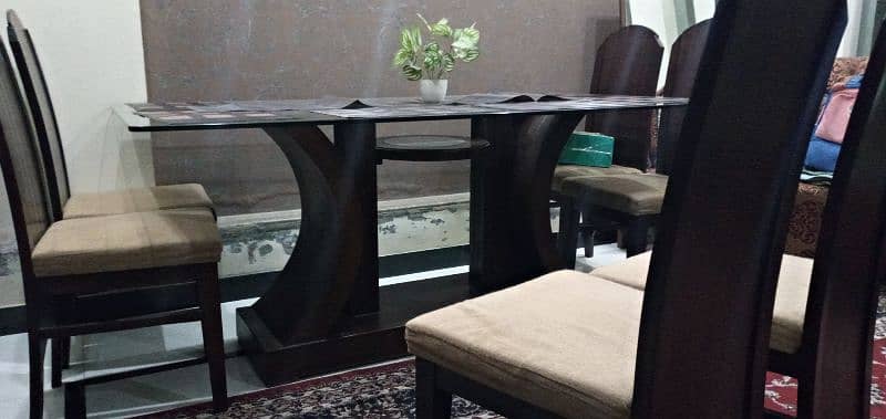 6 Chair Wooden Dining Table For Sales ( New condition) 9