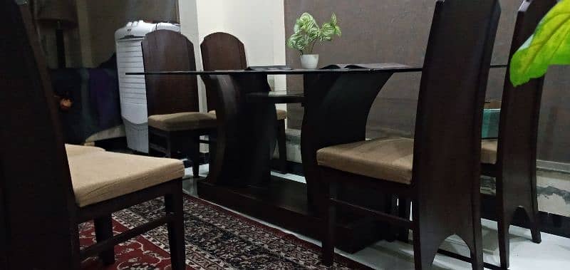 6 Chair Wooden Dining Table For Sales ( New condition) 11