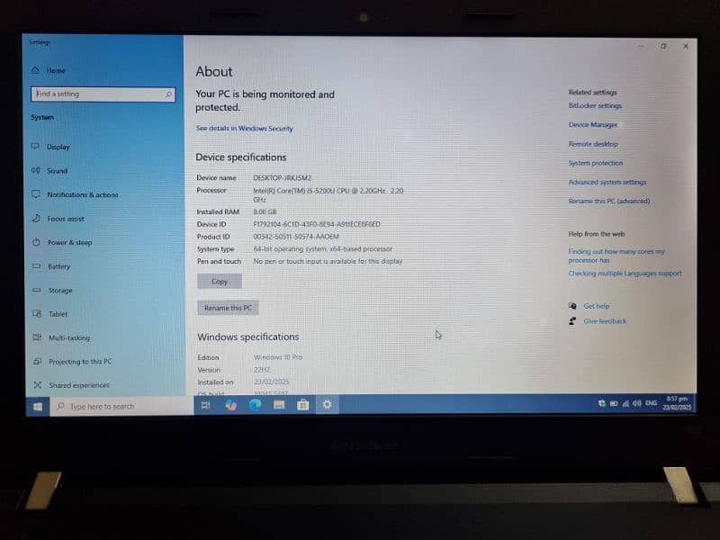 Lenovo i5-5th Gen 8GB Ram 120SSD Windows 10 & Office 2024 laptop 3