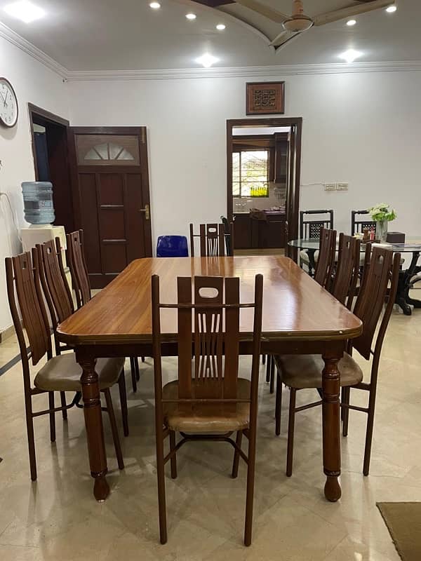 wooden dining table 8 chairs 0