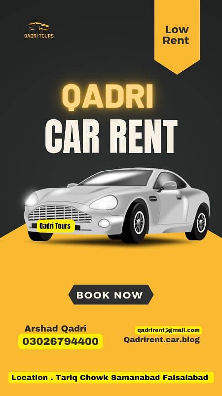 Qadri Rent A Car & Tours Samanabad FSD 03218523000 03026794400 9