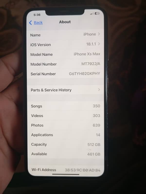 iPhone Xsmax non pta 512gb Face ID of battery 80ht Baqi all ok 6