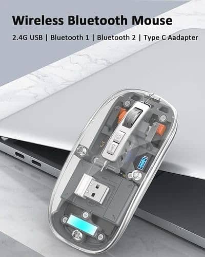 2-in-1 Modes Wireless Bluetooth Transparent Mouse - Dual-Mode 6