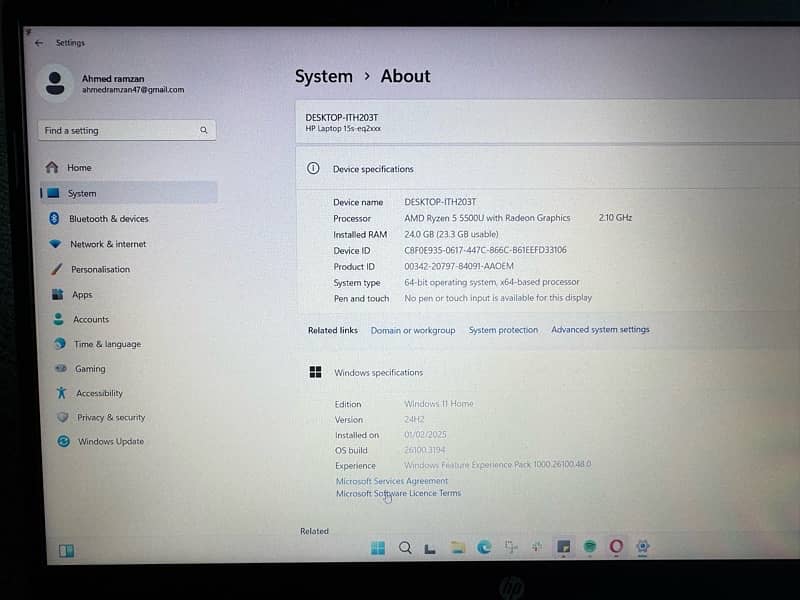 HP 15s AMD Ryzen 5 5500U with Radeon Graphics | 24 GB RAM 7