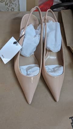 Mango Slingback Nude Kitten Heels