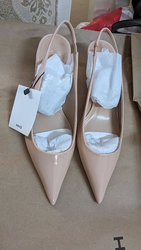 Mango Slingback Nude Kitten Heels 2