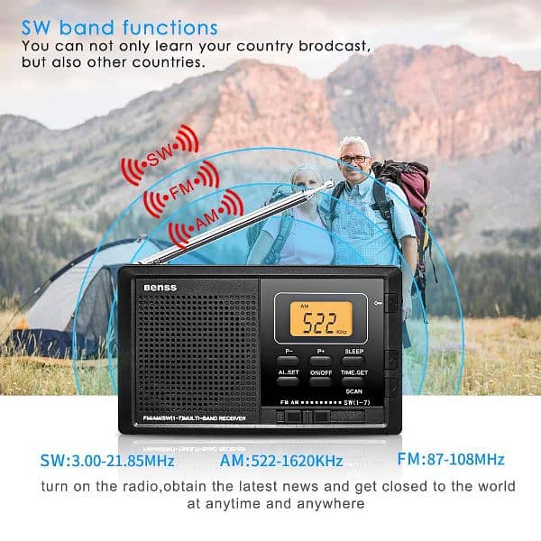 Benss Small AM FM SW Digital Radio Pocket Transistor Stereo Radio 4