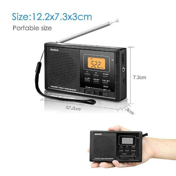 Benss Small AM FM SW Digital Radio Pocket Transistor Stereo Radio 6