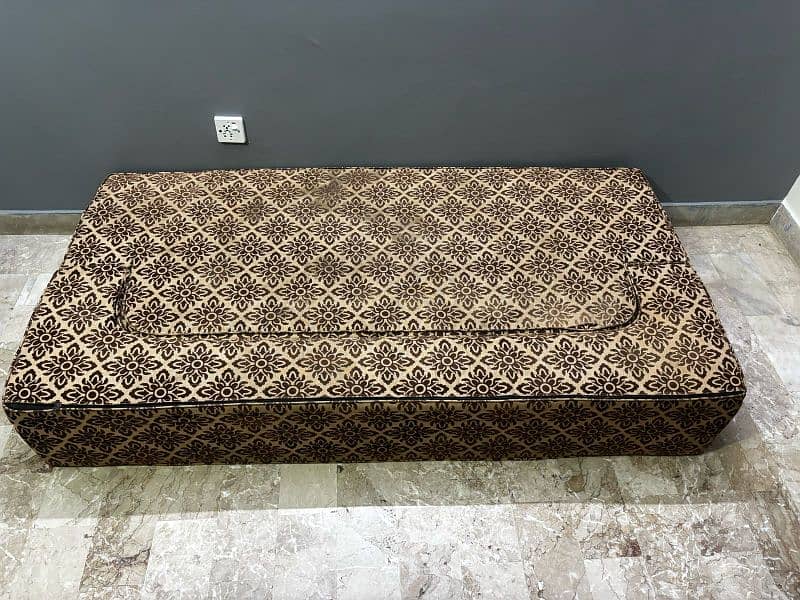 Sofa come bed 6 x 3 ft square. Height 1 ft. 3