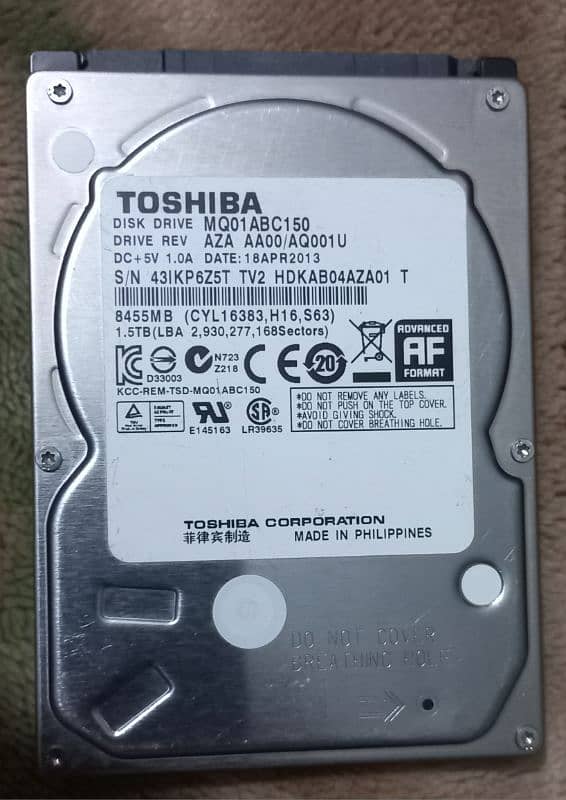 Toshiba 1.5TB Sata Laptop Hard Disc 2.5" 0