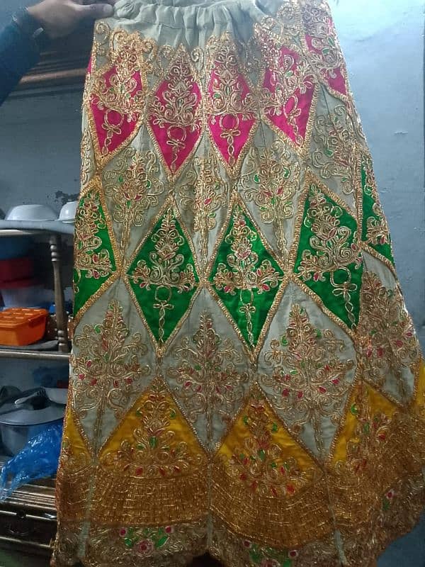 mahndi Ka lehnga or jamawar shirt in pink colour 0