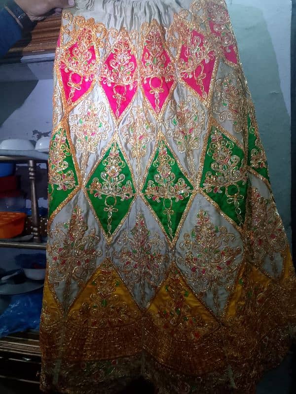 mahndi Ka lehnga or jamawar shirt in pink colour 1