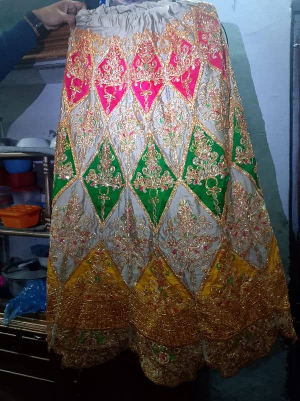 mahndi Ka lehnga or jamawar shirt in pink colour 3