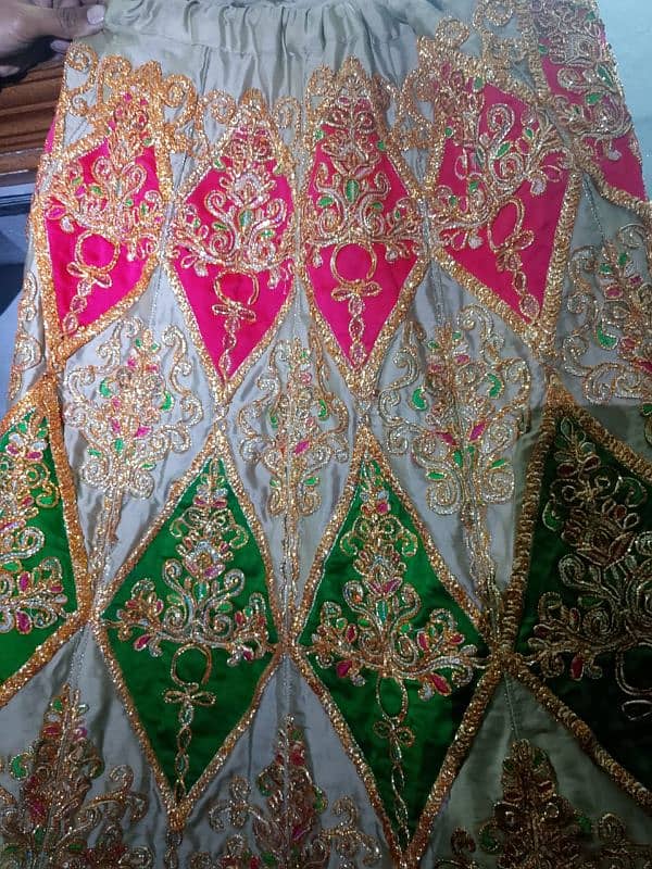 mahndi Ka lehnga or jamawar shirt in pink colour 4