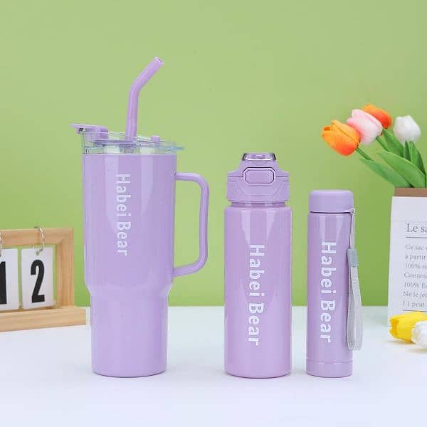 3 Pcs Bottle Set With Straw 3