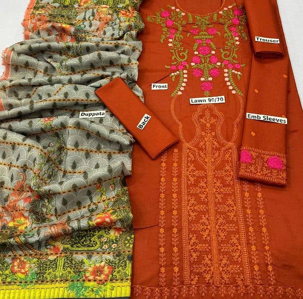 3pc Fabric Cotton Suit 10