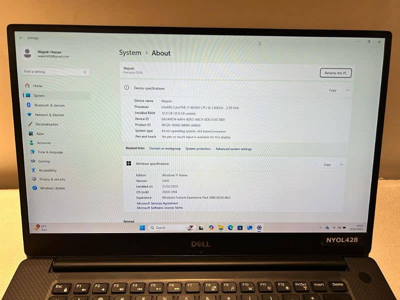 Dell Precision 5530 Workstation, 8th gen, 32 GB, 500 GB, 4GB Nvidia 3