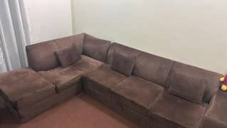 Brown color L shaped sofa