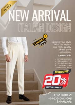 New arrival Italian design dress pant