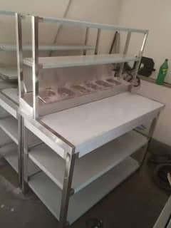 preparation table under shelves top containor stainless steel