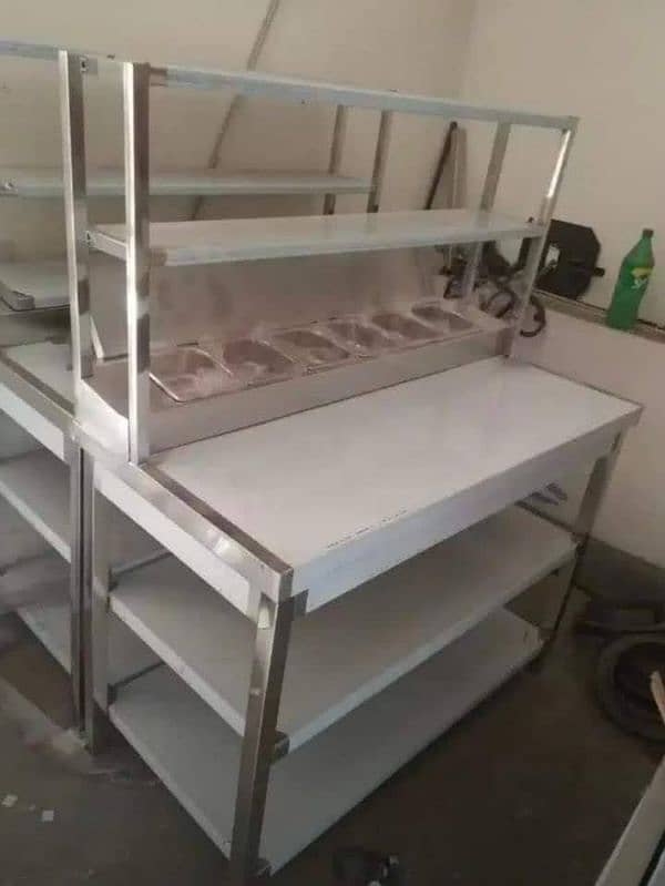 preparation table under shelves top containor stainless steel 0