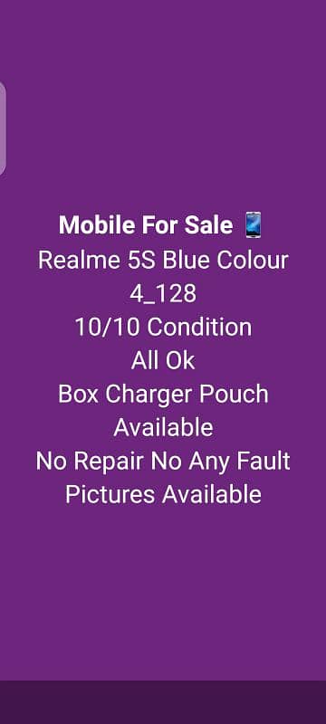 I am sell phone realmi s5 0