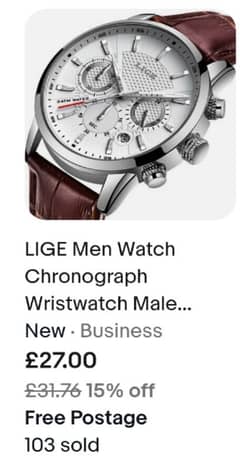 LIGE Men Watch Chronograph Wristwatch Male Leather