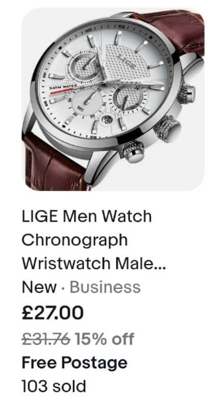 LIGE Men Watch Chronograph Wristwatch Male Leather 0