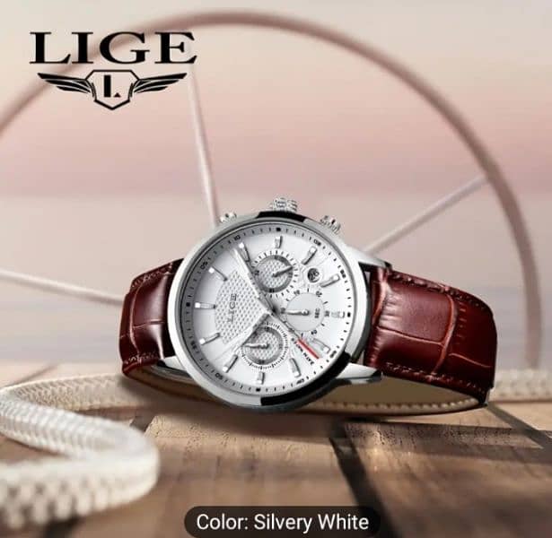 LIGE Men Watch Chronograph Wristwatch Male Leather 1