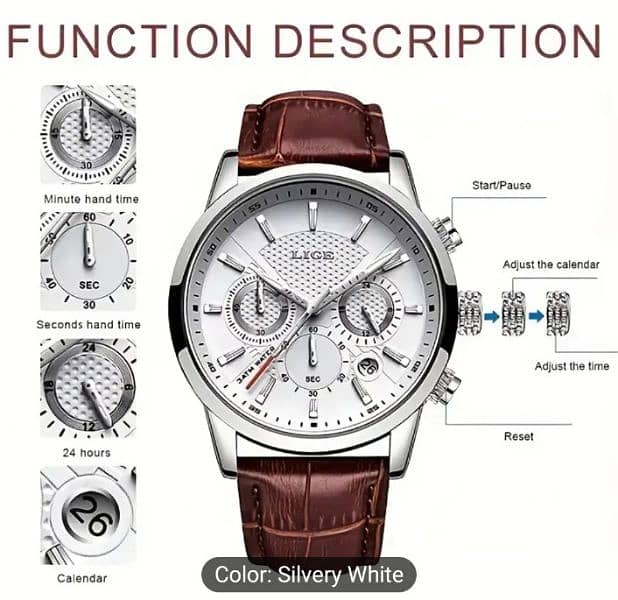 LIGE Men Watch Chronograph Wristwatch Male Leather 2