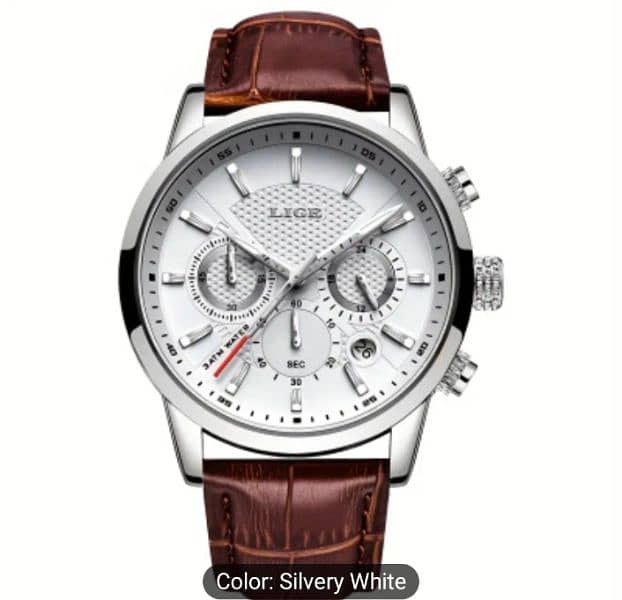 LIGE Men Watch Chronograph Wristwatch Male Leather 3