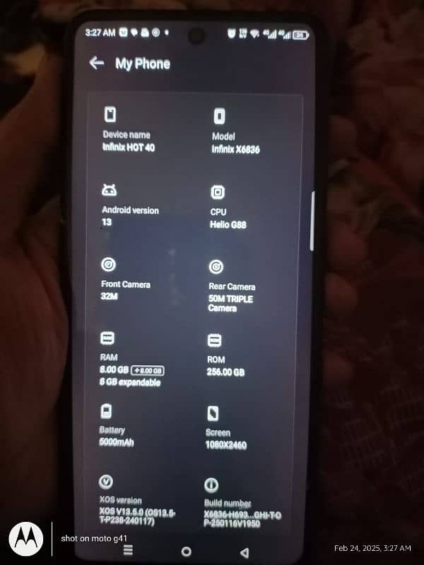 Infinix hot 40 8+8 ram storage 256 gb complete 3