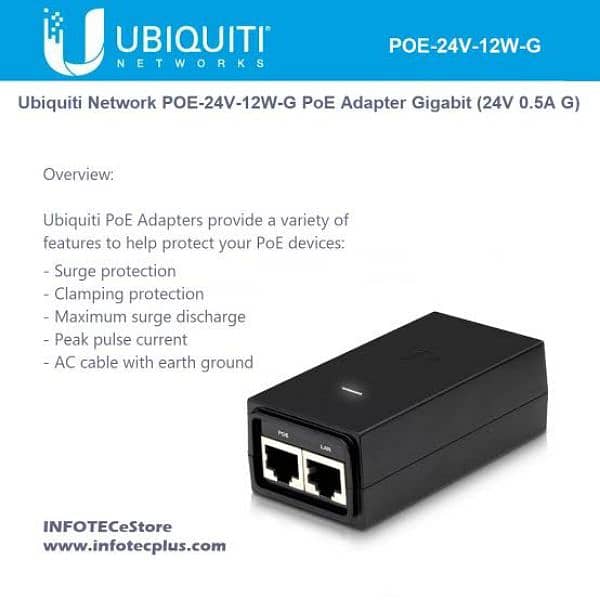 5 Pcs Ubiquiti PoE Adapter 24V 0.5A (Original) POE-24-12W 1