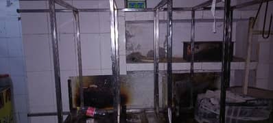 Ageethi and stainless steel Bar. B. Q counter