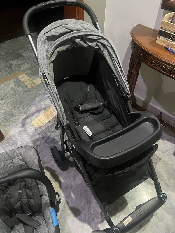 baby pram and walker set grey coloured 2