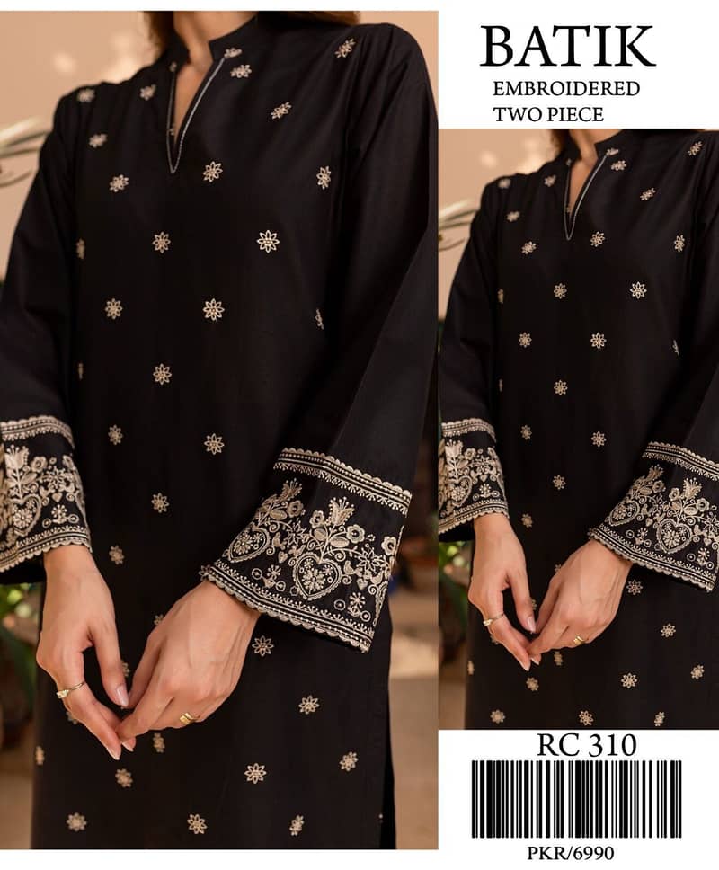 Women lawn shirt black front full Embroidered 4