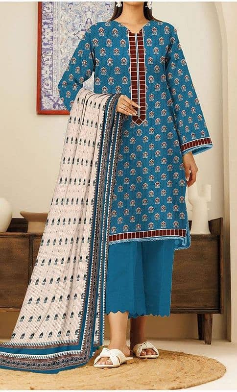 3 pcs women, unstitched printed suit 2