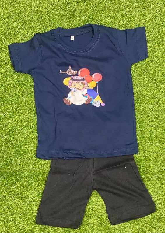 Kids Printed T-Shirt & Shorts Set – 2-Pcs Comfortable Outfit 1